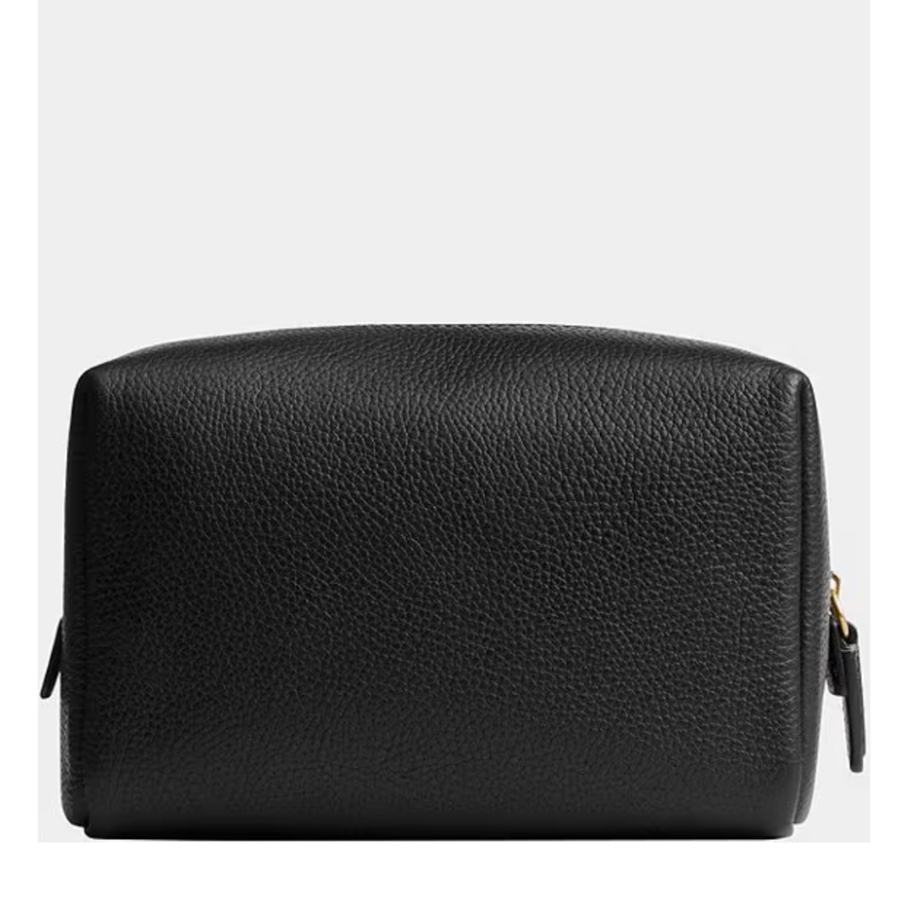 Coach Black Leather Cosmetic Bag with Gold Accent - Picture 12 of 14